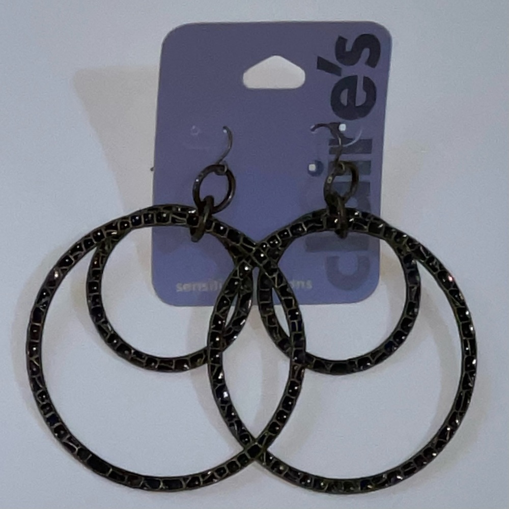 Claire’s Rustic Brown Double Hoop Dangle Earrings